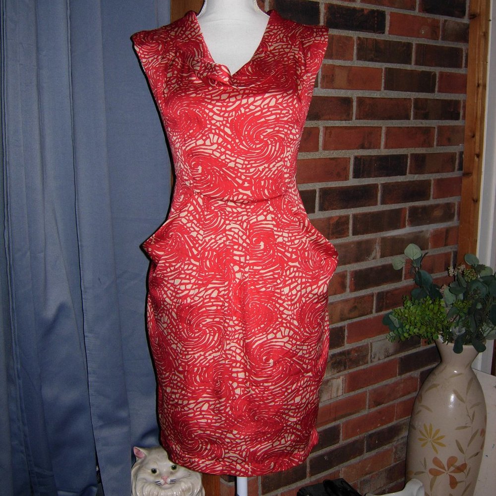 Collective Concepts Red Draped Neck Dress